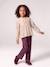 Embroidered girl's mom fit trouser grey green+plum+rosy 