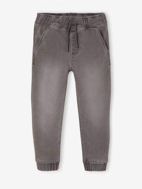 Denim-Effect Fleece Joggers, Easy to Put On, for Boys Denim Blue+light grey denim 
