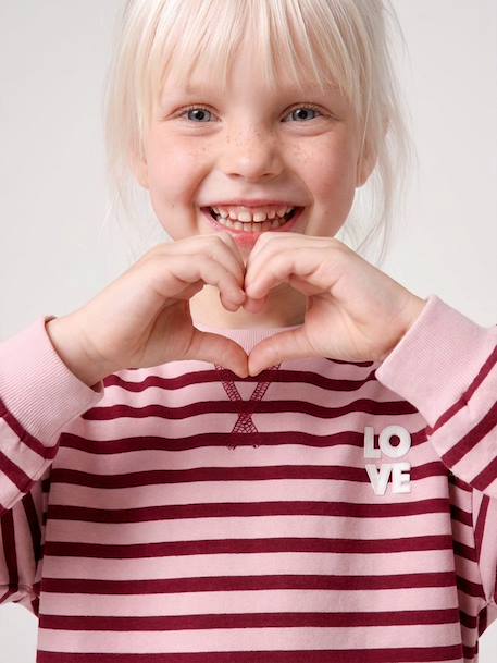 Long-sleeved sweatshirt for girls ecru+red 