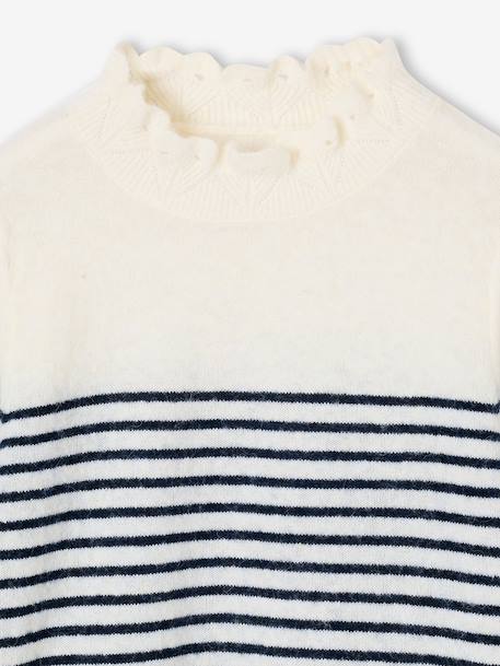 High-neck jumper for girls ecru 