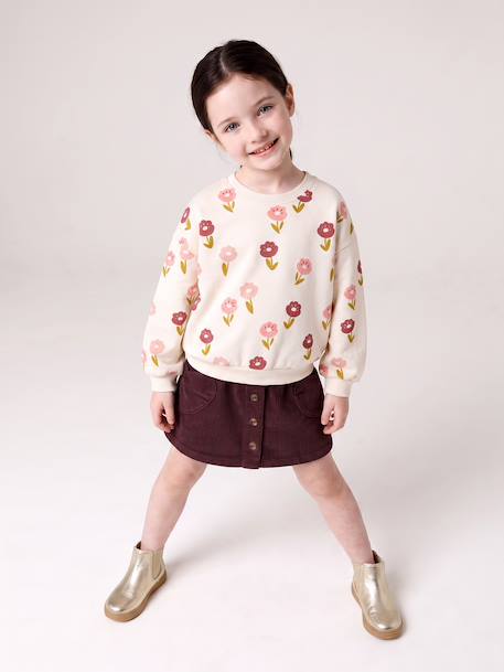 Round-neck sweatshirt for girls ecru+ivory+pale pink+taupe 