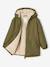Long hooded windbreaker for boys olive 