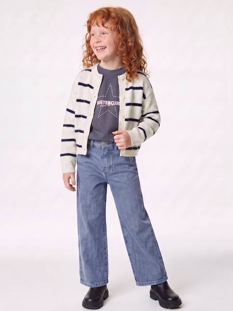 Wide-leg trousers in girls' colours green+grey blue+grey green+plum+rose 