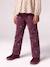 Embroidered girl's mom fit trouser grey green+plum+rosy 