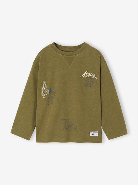 Long-sleeved T-shirt with slogan print for boys anthracite+pistachio+yellow 
