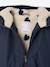 Sherpa-Lined Hooded Windcheater for Girls navy blue+rose 