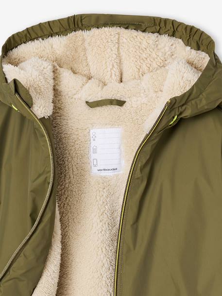 Long hooded windbreaker for boys olive 