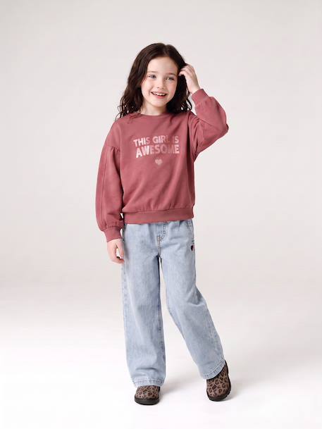 Wide-leg trousers for girls bleached denim+medium blue 