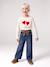 Wide-leg paperbag jeans for girls deep blue+medium blue 