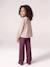Embroidered girl's mom fit trouser grey green+plum+rosy 