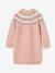 Jacquard knit dress with long sleeves for girls camel+rosy+sage green 
