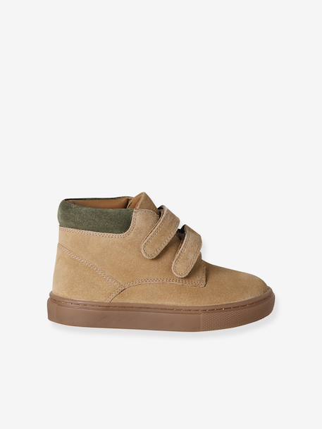Hook-&-Loop Trainers in Leather for Boys beige+navy blue 