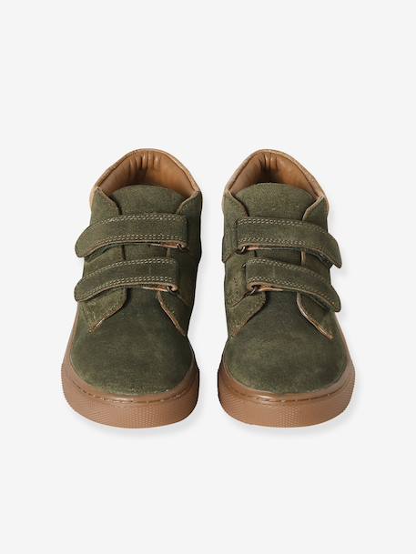 Hook-&-Loop Trainers in Leather for Boys beige+khaki+navy blue 