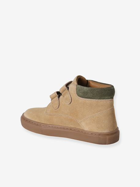 Hook-&-Loop Trainers in Leather for Boys beige+navy blue 