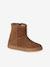 Zip-up leather boots for girls brown+taupe 