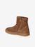 Zip-up leather boots for girls brown+taupe 