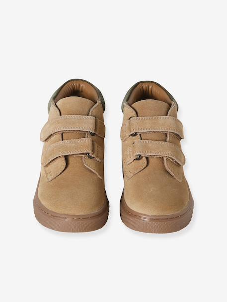 Hook-&-Loop Trainers in Leather for Boys beige+navy blue 