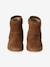 Zip-up leather boots for girls brown+taupe 