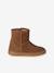 Zip-up leather boots for girls brown+taupe 