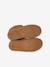 Zip-up leather boots for girls brown+taupe 