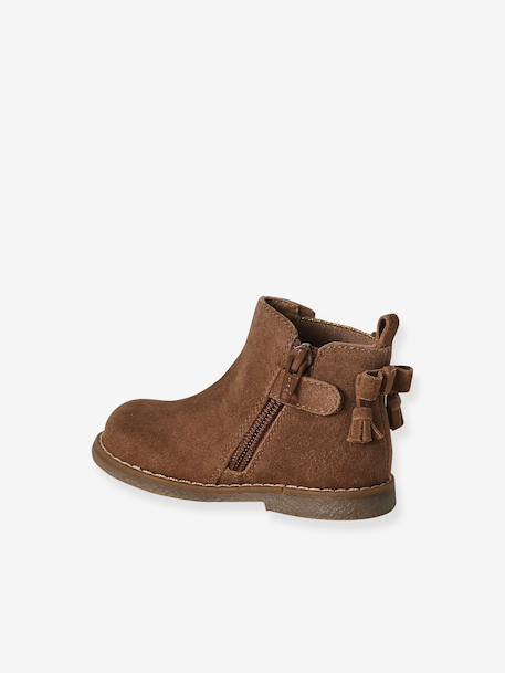 Pair of baby first steps boots black+brown+golden yellow 