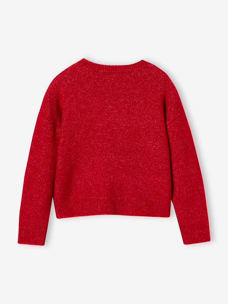 Christmas Gift Box with Jacquard Knit Reindeer Jumper + 2 Scrunchies for Girls ecru+pale pink+red 