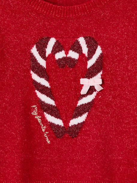 Christmas Gift Box with Jacquard Knit Reindeer Jumper + 2 Scrunchies for Girls ecru+pale pink+red 