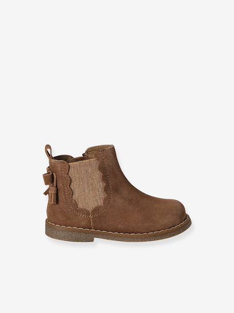 Pair of baby first steps boots black+brown+golden yellow 
