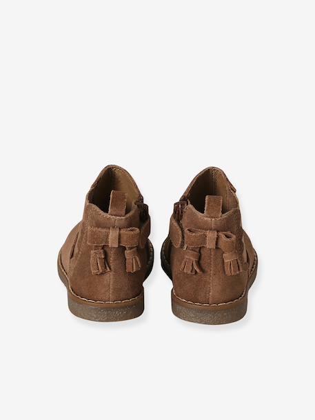 Pair of baby first steps boots black+brown+golden yellow 