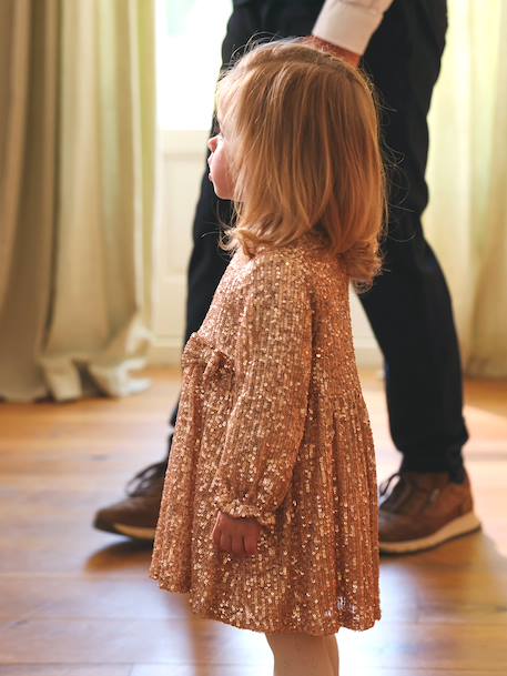 Occasion Wear Dress with Sequins for Babies gold+silver 