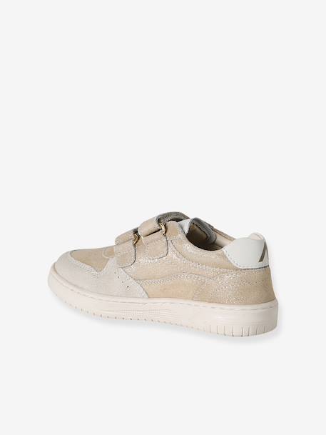 Pair of girls leather trainers beige+brown+golden yellow+old rose 