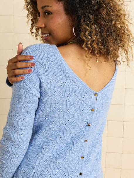 Reversible Front/Back Jumper, Maternity & Nursing BLUE MEDIUM SOLID+old rose 