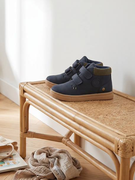 Pair of boys boots with straps khaki+navy blue 
