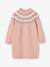 Jacquard knit dress with long sleeves for girls camel+rosy+sage green 