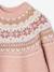 Jacquard knit dress with long sleeves for girls camel+rosy+sage green 