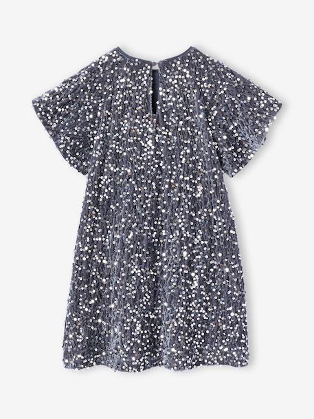 Girl's velvet and sequin dress red+rose+silver 