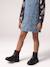 Girls' elasticated and zipped leather boots black+camel 