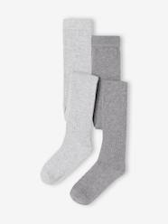 Girls-Pack of 2 Pairs of Rib Knit Tights for Girls