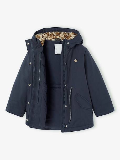 3-in-1 detachable parka for girls blush+navy blue 