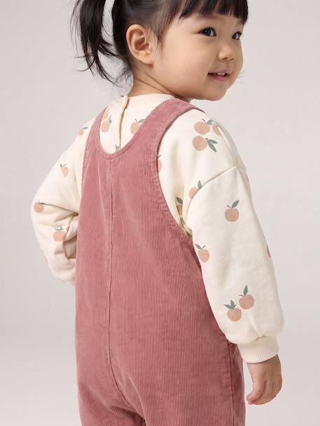 Baby girls sweatshirt and pinafore shorts set old rose 