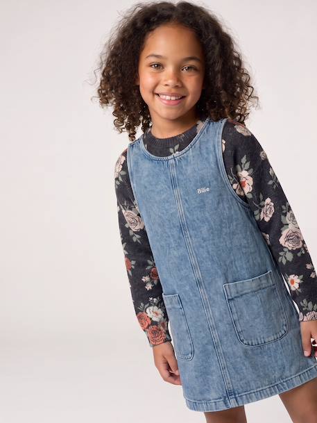 Pinafore dress for girls medium blue 