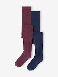 -Pack of 2 Pairs of Fancy Knit Tights for Girls