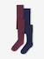 Pack of 2 Pairs of Fancy Knit Tights for Girls navy blue+plum 