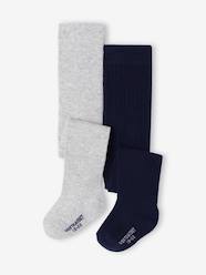 -Pack of 2 Pairs of Rib Knit Tights for Baby Girls