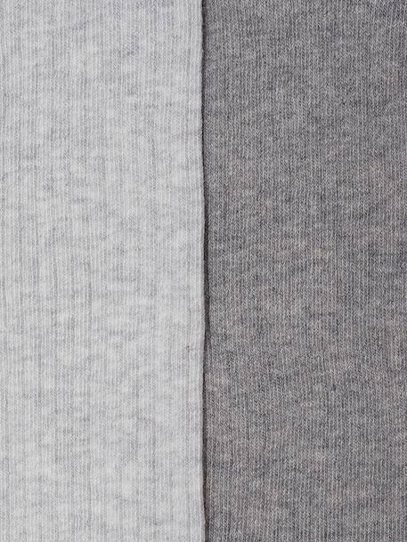 Pack of 2 Pairs of Rib Knit Tights for Girls marl grey+night blue 
