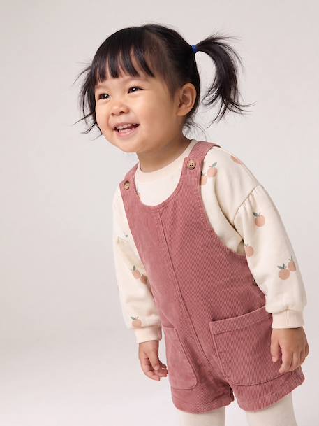 Baby girls sweatshirt and pinafore shorts set old rose 