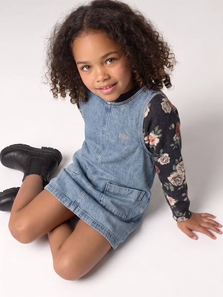 Pinafore dress for girls medium blue 