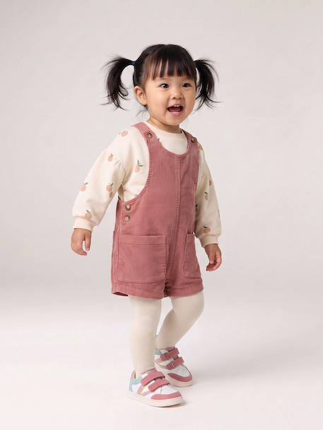 Baby girls sweatshirt and pinafore shorts set old rose 