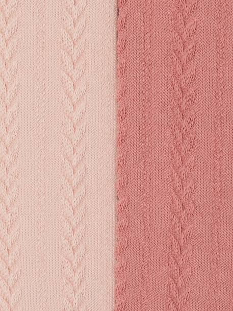 Pack of 2 Pairs of Cable-Knit Tights for Baby Girls marl grey+navy blue+pale pink 