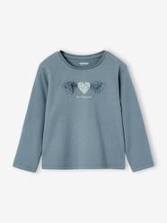 -Long Sleeve T-Shirt with Heart in Relief, for Girls